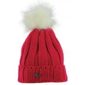 Bonnet pompon Equithème Côtes framboise